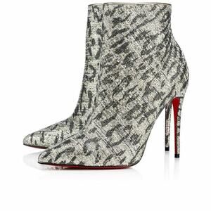 Christian Louboutin So Kate Booty 100 Black Gold Lurex Gigi Ankle Heel Boot 35.5